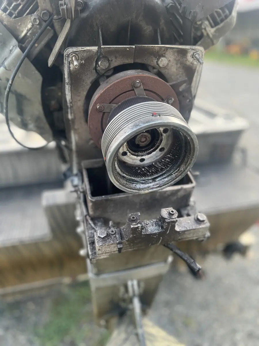 Close-up of an engine clutch and pulley repair